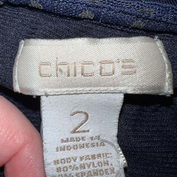 Chicos Swiss Dot Sheer Sleeve Top - Picture 6 of 8